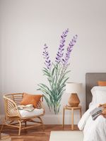 Adesivo de Parede Flor de Lavanda Aquarela Estilo Provençal