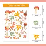 Kit Adesivos de Parede Cogumelos e Folhagens Aquarela Encantada