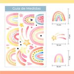 Kit Adesivos de Parede Arco-Íris Coloridos em Aquarela Vibrante