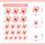 Kit Adesivos de Parede Aquarela Flor de Hibisco Tropical