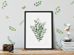 Kit Adesivos de Parede Folhagem Aquarela Estilo Botânico