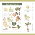 Kit Adesivos de Parede Infantil Dinossauros Baby Aquarela Coloridos