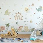Adesivo de Parede Infantil Dinossauros Baby em Aquarela Suave