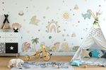 Adesivo de Parede Infantil Dinossauros Baby em Aquarela Suave