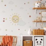 Adesivo de Parede Infantil Sol Radiante e Nuvens em Aquarela
