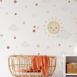 Adesivo de Parede Infantil Sol Radiante e Nuvens em Aquarela