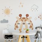 Adesivo de Parede Infantil Aquarela Arco-Íris Mágico com Girafa