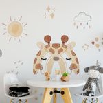 Adesivo de Parede Infantil Aquarela Arco-Íris Mágico com Girafa