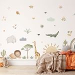 Adesivo de Parede Infantil Aquarela Savana Animais Africanos