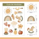 Kit Adesivos de Parede Infantil Boho Aquarela Natureza Encantada