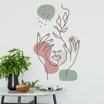 Adesivos de Parede Estilo Boho Minimalista Rosto e Mãos