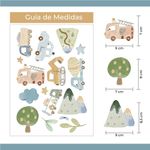 Kit Adesivos de Parede Infantil Cidade Aquarela - Carrinhos e Natureza