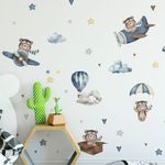 Kit Adesivo de Parede Infantil Ursinho Aviador Aquarela Baby