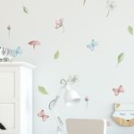 Kit Adesivos de Parede Jardim Encantado Aquarela - Flores e Borboletas