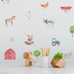 Kit Adesivos de Parede Fazendinha Aquarela Baby - Animais do Campo