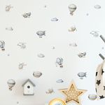Kit Adesivos de Parede Viagem pelo Céu Aquarela - Zepelins e Helicópteros