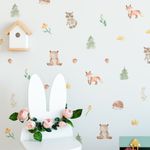 Kit Adesivos de Parede Animais da Floresta Aquarela Baby