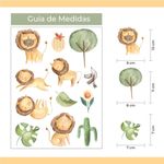 Kit Adesivos de Parede Leões em Aquarela para Quarto de Menino