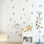 Kit Adesivos de Parede Estilo Boho Aquarela Arco-íris e Elementos