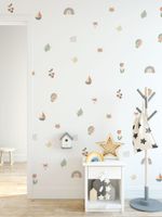 Kit Adesivos de Parede Estilo Boho Aquarela Arco-íris e Elementos