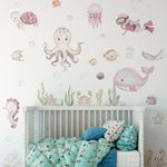 Adesivo de Parede Infantil Fundo do Mar Rosa Aquarela Candy