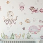 Adesivo de Parede Infantil Fundo do Mar Rosa Aquarela Candy