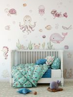 Adesivo de Parede Infantil Fundo do Mar Rosa Aquarela Candy