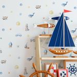 Kit Adesivos de Parede Infantil Coleção Diversão Aquarela Meninos