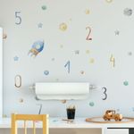 Adesivo de Parede Infantil Espaço e Números Aquarela Educativo