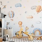 Adesivo de Parede Infantil Arco-Íris e Balões Aquarela Soft