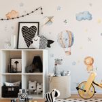 Adesivo de Parede Infantil Arco-Íris e Balões Aquarela Soft