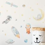Adesivo de Parede Infantil Pequenos Astronautas Aquarela Baby