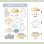 Kit Adesivos de Parede Infantil Nuvens Suaves em Aquarela