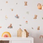 Kit Adesivos de Parede Infantil Ursinhos Fofos em Aquarela