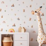 Kit Adesivos de Parede Infantil Ursinhos Fofos em Aquarela