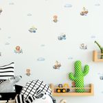 Kit Adesivos de Parede Infantil Bichinhos Aviadores em Aventura