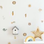 Kit Adesivos de Parede Infantil Boho Aquarela Sol e Arco-Íris