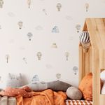 Kit Adesivos de Parede Infantil Balões e Nuvens Aquarela