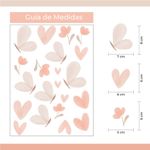 Kit Adesivos de Parede Infantil Aquarela Borboletas e Corações