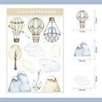 Kit Adesivos de Parede Infantil Balões e Nuvens Aquarela