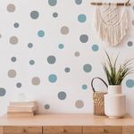 Kit Adesivos de Parede Infantil Bolinhas Tons de Azul - 144 Unidades