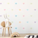 Kit Adesivos de Parede Infantil Corações Tons Pastéis Suaves