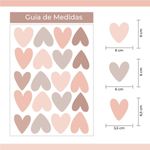 Kit Adesivos de Parede Corações Boho em Tons Terrosos