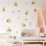 Adesivo de Parede Infantil Aquarela Abelhinhas Mel e Natureza