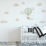 Adesivo de Parede Infantil Balões e Nuvens Verde Água Suave