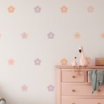 Kit Adesivos de Parede Infantil Flores Delicadas Tons Pastéis (60 un)