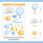 Adesivo de Parede Balão Mágico e Arco-Íris Colorido Aquarela