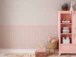 Papel de Parede Adesivo Infantil Xadrez Rosa Meia Parede Moderno