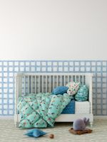 Papel de Parede Adesivo Infantil Xadrez Aquarela Azul Meia Parede