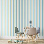 Papel de Parede Listras Amarelo e Tons de Azul